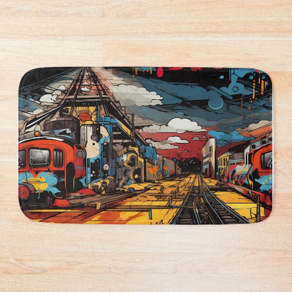 Item preview, Graffiti Train Dystopian Art #1 designed and sold by CareToCanvas.