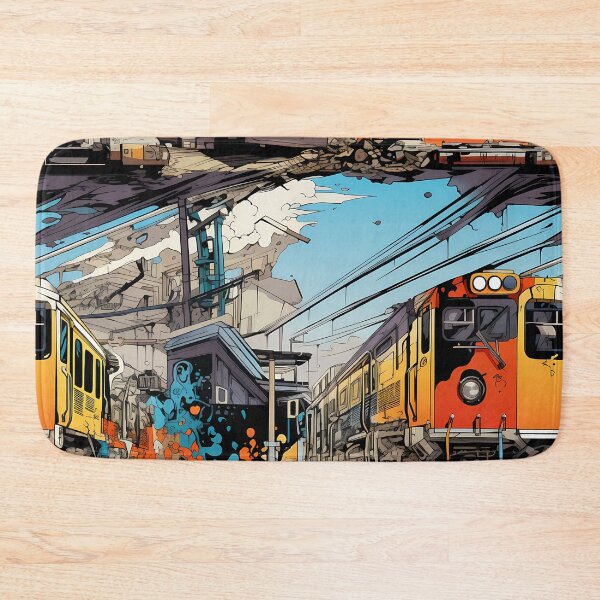 Item preview, Graffiti Train Dystopian Art #2 designed and sold by CareToCanvas.
