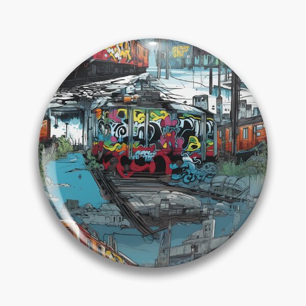 Item preview, Graffiti Train Dystopian Art #3 designed and sold by CareToCanvas.