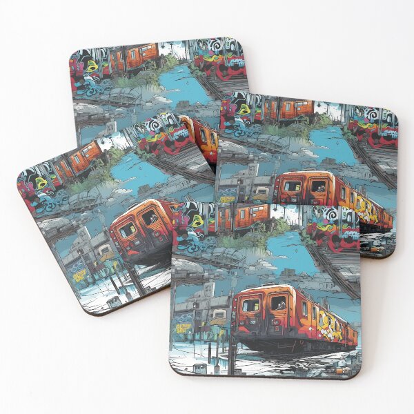 Item preview, Graffiti Train Dystopian Art #3 designed and sold by CareToCanvas.