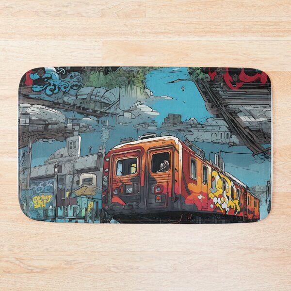 Item preview, Graffiti Train Dystopian Art #3 designed and sold by CareToCanvas.