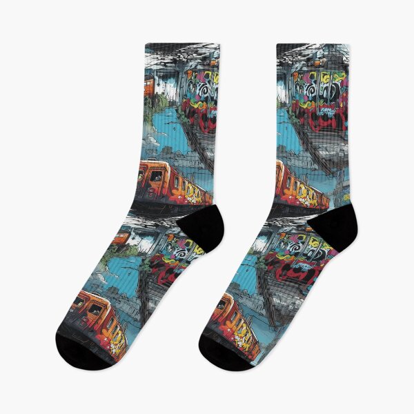 Item preview, Graffiti Train Dystopian Art #3 designed and sold by CareToCanvas.