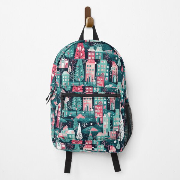 Item preview, Yuletide Charm | Seamless Christmas Trees & City Life designed and sold by Brand Uno Studio.