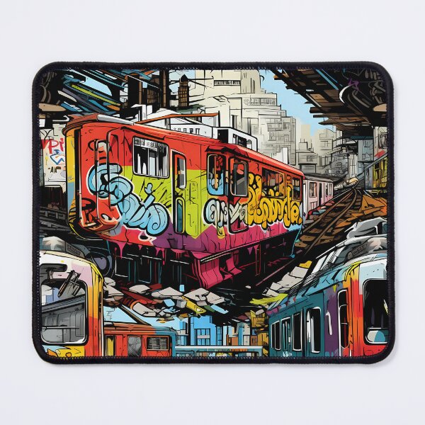 Item preview, Graffiti Train Dystopian Art #4 designed and sold by CareToCanvas.
