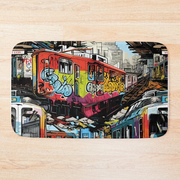 Item preview, Graffiti Train Dystopian Art #4 designed and sold by CareToCanvas.
