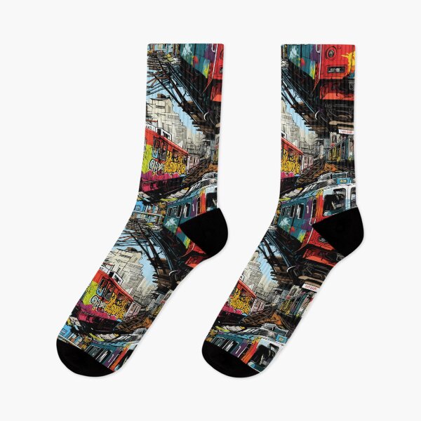 Item preview, Graffiti Train Dystopian Art #4 designed and sold by CareToCanvas.