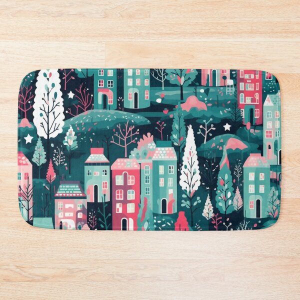 Item preview, Yuletide Charm | Seamless Christmas Trees & City Life designed and sold by Brand Uno Studio.