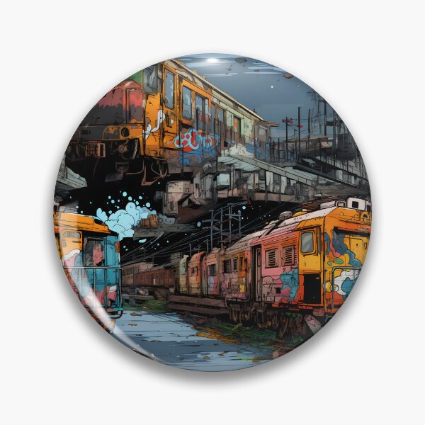 Item preview, Graffiti Train Dystopian Art #6 designed and sold by CareToCanvas.