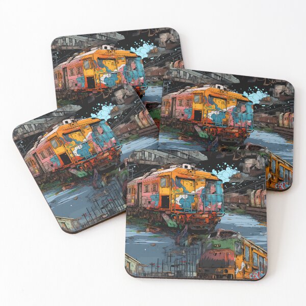 Item preview, Graffiti Train Dystopian Art #6 designed and sold by CareToCanvas.