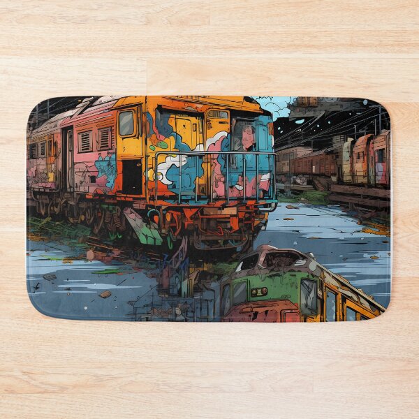 Item preview, Graffiti Train Dystopian Art #6 designed and sold by CareToCanvas.