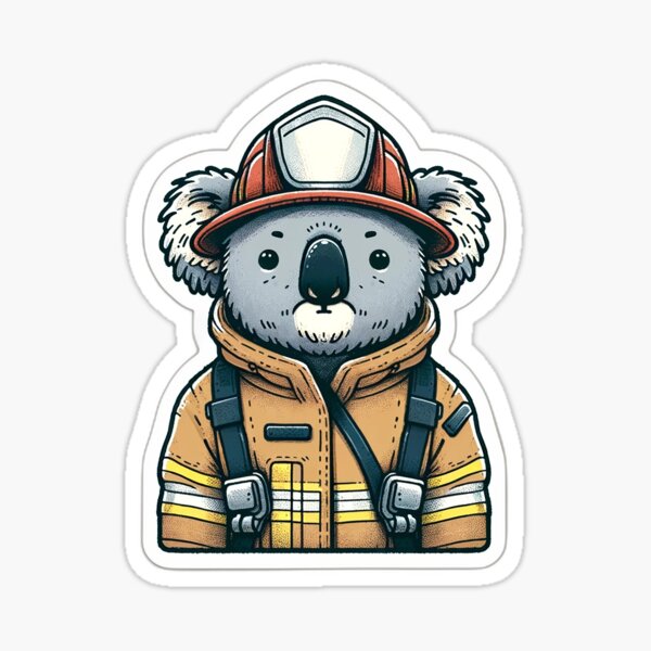 Vista previa del artículo con la obra «Bombero Koala Corazón Valiente», diseñado y vendido por daneko.