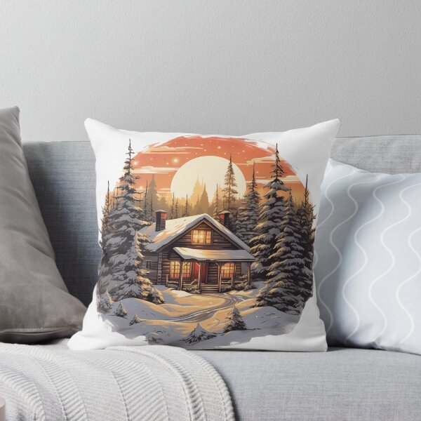 Item preview, Cozy Holiday Cabin in the Enchanting Snowy Forest - Festive Christmas Illustration designed and sold by Huycao211.