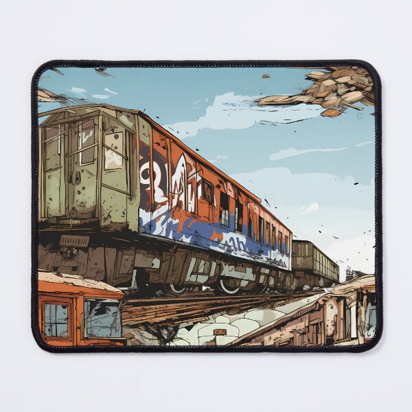 Item preview, Graffiti Train Dystopian Art #7 designed and sold by CareToCanvas.