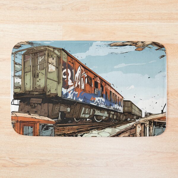 Item preview, Graffiti Train Dystopian Art #7 designed and sold by CareToCanvas.