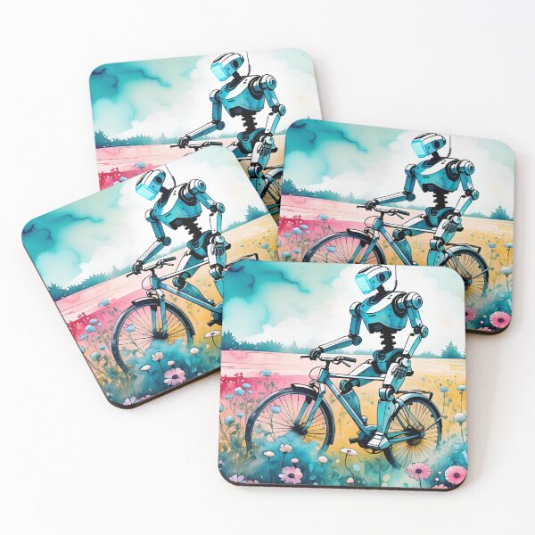 Item preview, Robot Bicycling Through a Flowery Field designed and sold by Skyfactory1066.