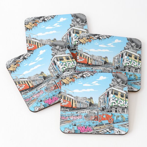 Item preview, Graffiti Train Dystopian Art #9 designed and sold by CareToCanvas.