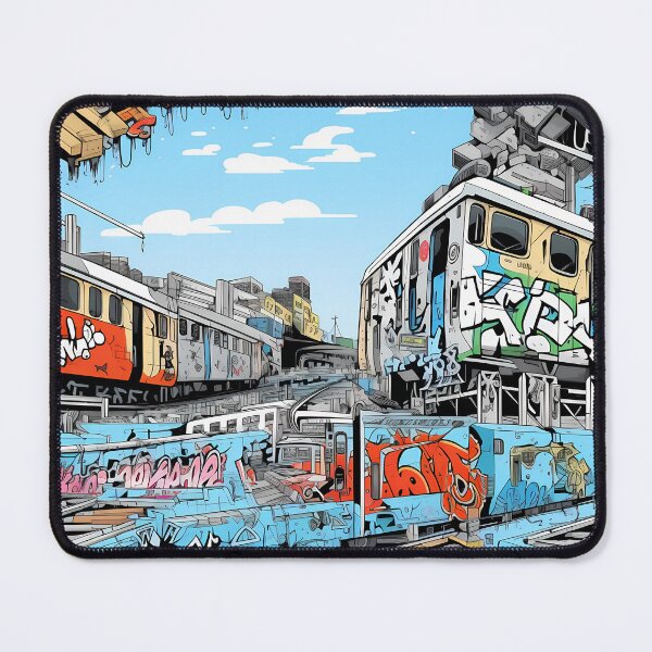 Item preview, Graffiti Train Dystopian Art #9 designed and sold by CareToCanvas.