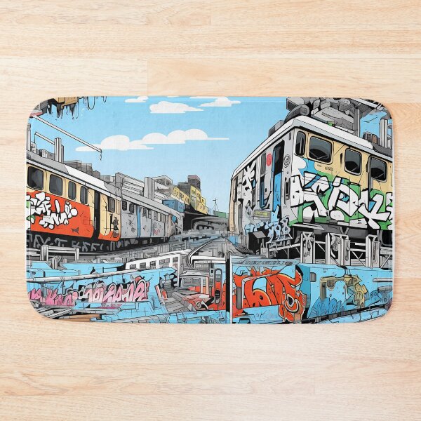 Item preview, Graffiti Train Dystopian Art #9 designed and sold by CareToCanvas.