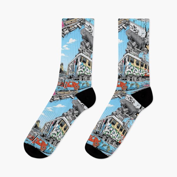 Item preview, Graffiti Train Dystopian Art #9 designed and sold by CareToCanvas.