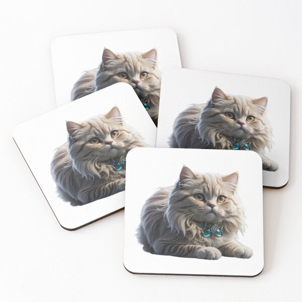 Item preview, A Fluffy Persian Cat Wearing Collar With a Blue Jeweled Collar designed and sold by Robo-toons.