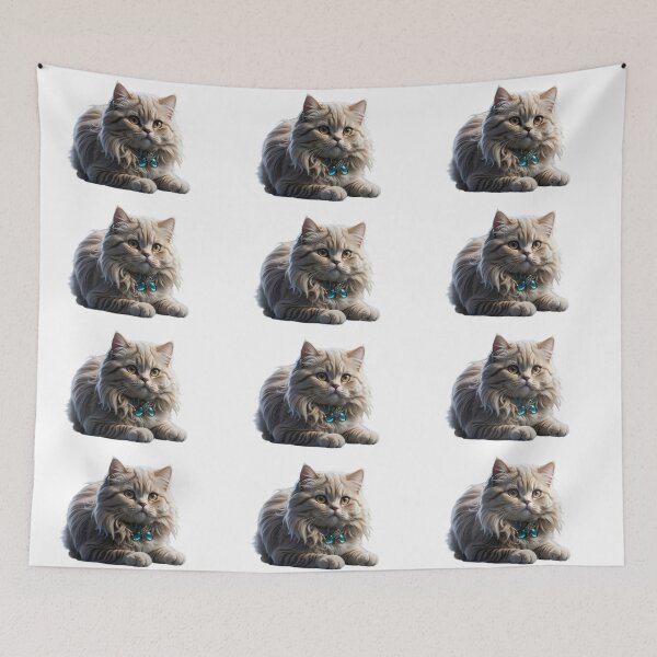 Item preview, A Fluffy Persian Cat Wearing Collar With a Blue Jeweled Collar designed and sold by Robo-toons.