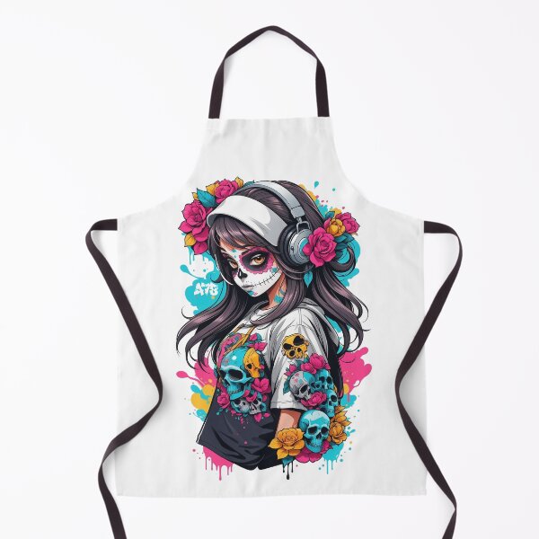 Item preview, Sugar Skull Girl with Black Hair & Headphones designed and sold by A78-Designs.