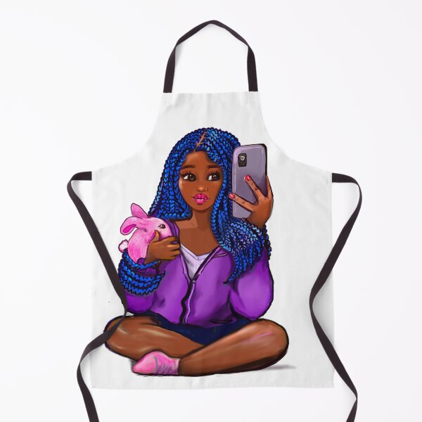 Item preview, Cool edgy black girl and rabbit 3 with hair in blue braids and camera phone- black girl designed and sold by Artonmytee.