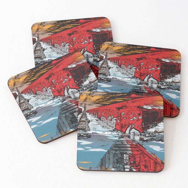 Item preview, Graffiti Train Dystopian Art #10 designed and sold by CareToCanvas.
