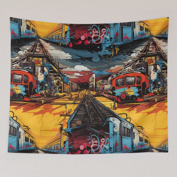 Item preview, Graffiti Train Dystopian Art #1 designed and sold by CareToCanvas.