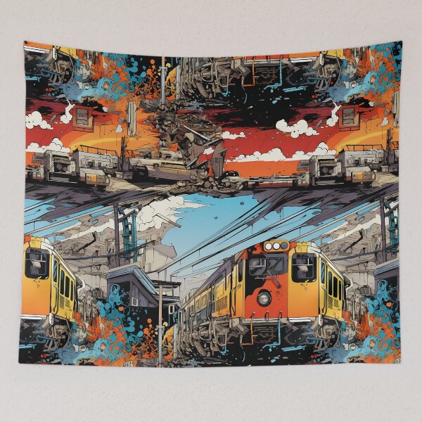 Item preview, Graffiti Train Dystopian Art #2 designed and sold by CareToCanvas.
