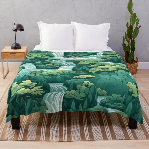 Aperçu de l'œuvre Cute Digital Art Waterfall Nature Scene créée et vendue par CareToCanvas.