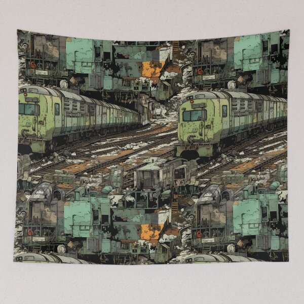 Item preview, Graffiti Train Dystopian Art #8 designed and sold by CareToCanvas.