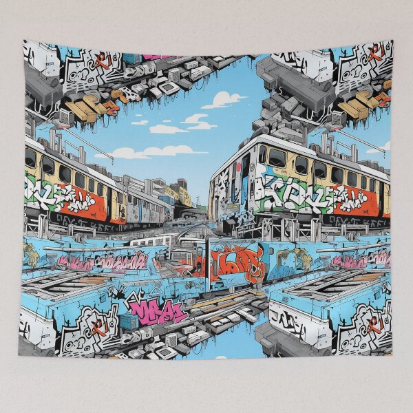 Item preview, Graffiti Train Dystopian Art #9 designed and sold by CareToCanvas.