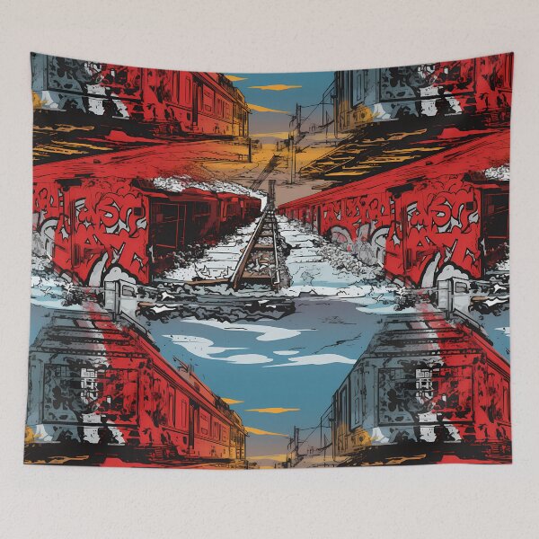 Item preview, Graffiti Train Dystopian Art #10 designed and sold by CareToCanvas.