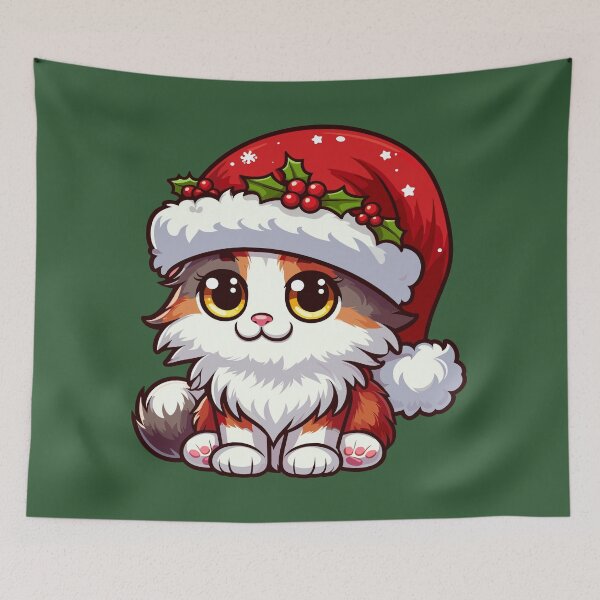 Item preview, Norwegian Forest Cat Wearing Santa Hat Merry Christmas designed and sold by Maljonic.