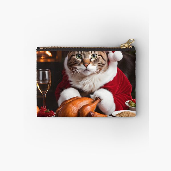 Item preview, Santa cat eating turkey designed and sold by Jambonfromage.