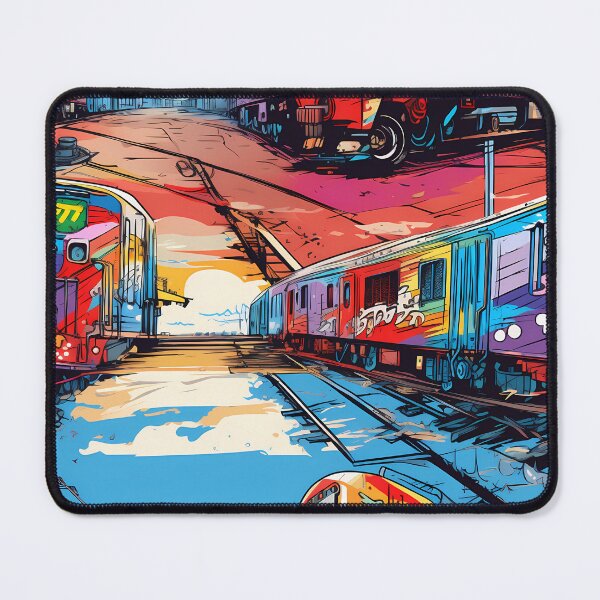 Item preview, Graffiti Train Dystopian Art #11 designed and sold by CareToCanvas.