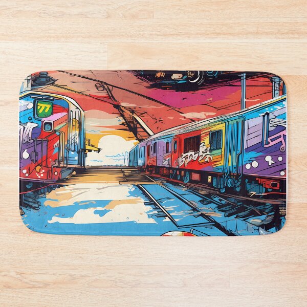 Item preview, Graffiti Train Dystopian Art #11 designed and sold by CareToCanvas.