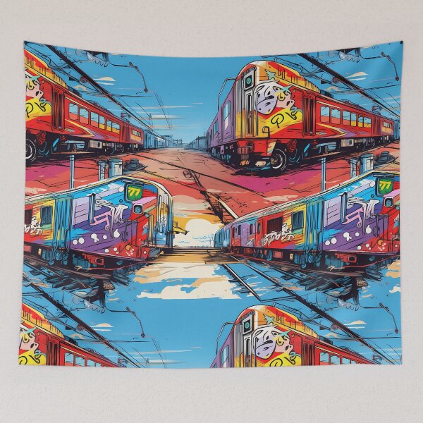 Item preview, Graffiti Train Dystopian Art #11 designed and sold by CareToCanvas.