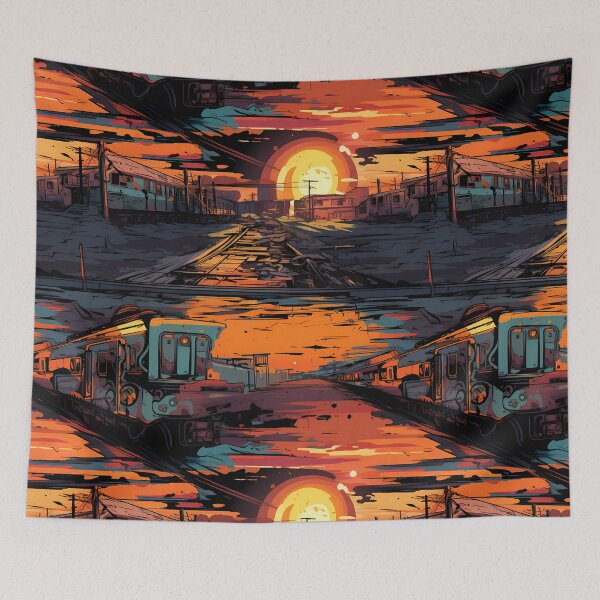 Item preview, Graffiti Train Dystopian Art #13 designed and sold by CareToCanvas.