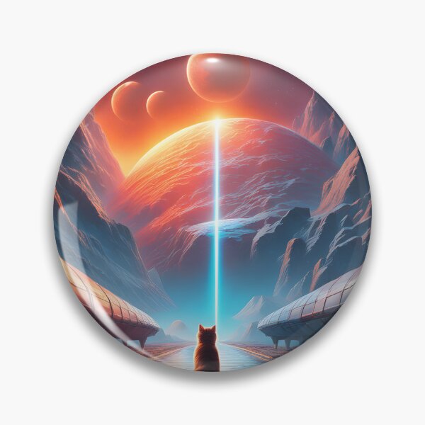 Item preview, Cat watching a futuristic landscape designed and sold by Jambonfromage.