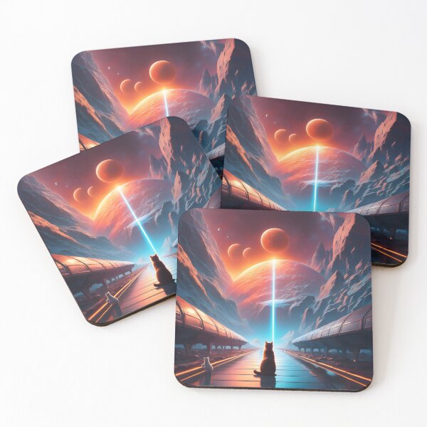 Item preview, Cat watching a futuristic landscape designed and sold by Jambonfromage.