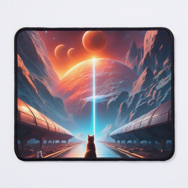 Item preview, Cat watching a futuristic landscape designed and sold by Jambonfromage.