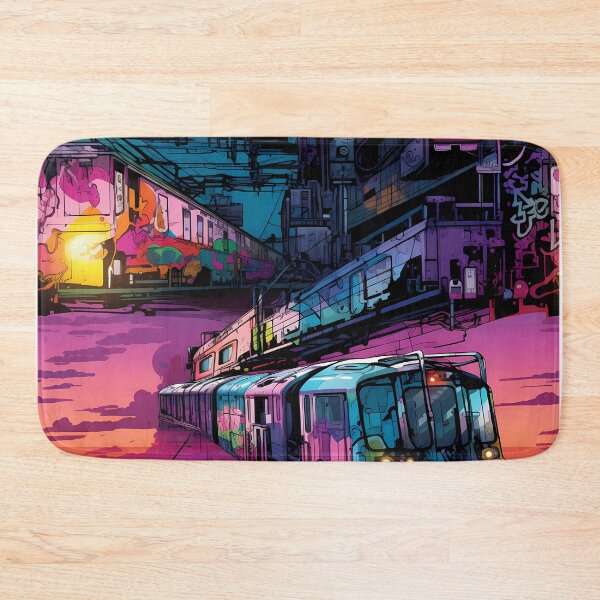 Item preview, Graffiti Train Dystopian Art #14 designed and sold by CareToCanvas.