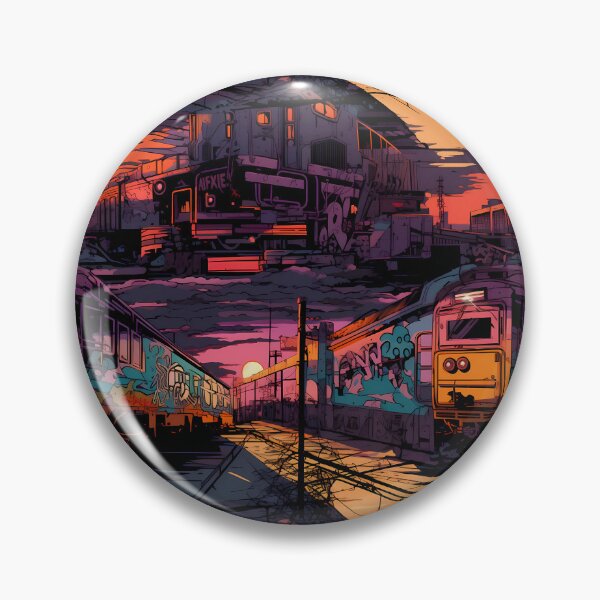 Item preview, Graffiti Train Dystopian Art #15 designed and sold by CareToCanvas.