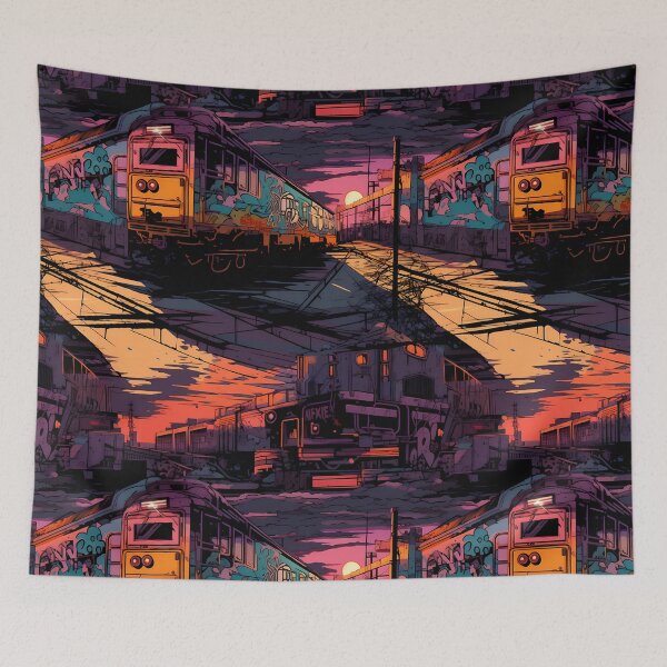 Item preview, Graffiti Train Dystopian Art #15 designed and sold by CareToCanvas.