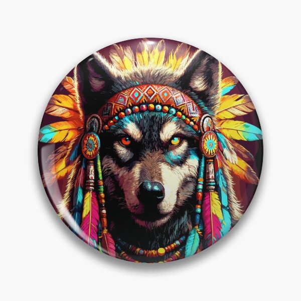 Item preview, Vibrant Native American Chief of the Wolves Image 5 designed and sold by Artbyminga.