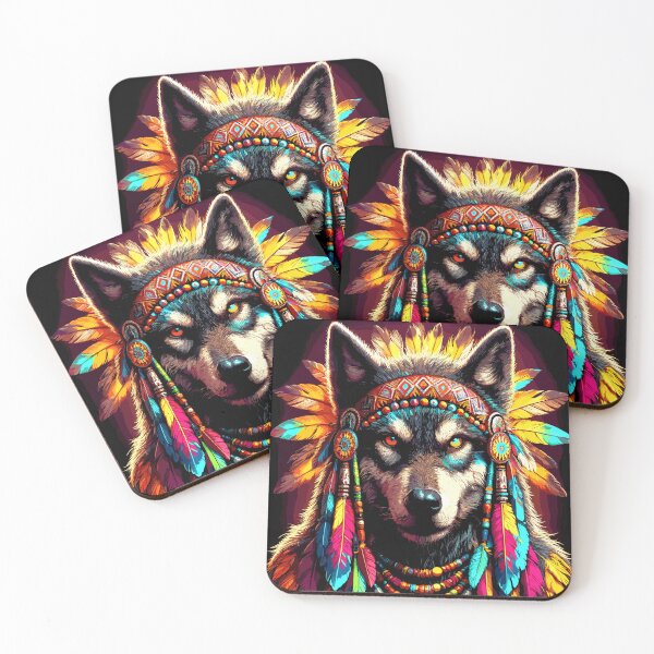 Item preview, Vibrant Native American Chief of the Wolves Image 5 designed and sold by Artbyminga.