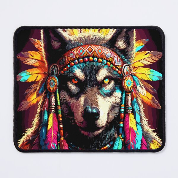 Item preview, Vibrant Native American Chief of the Wolves Image 5 designed and sold by Artbyminga.