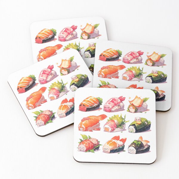 Item preview, Cute Kawaii Sushi Characters 3 designed and sold by INSPIREforJ.